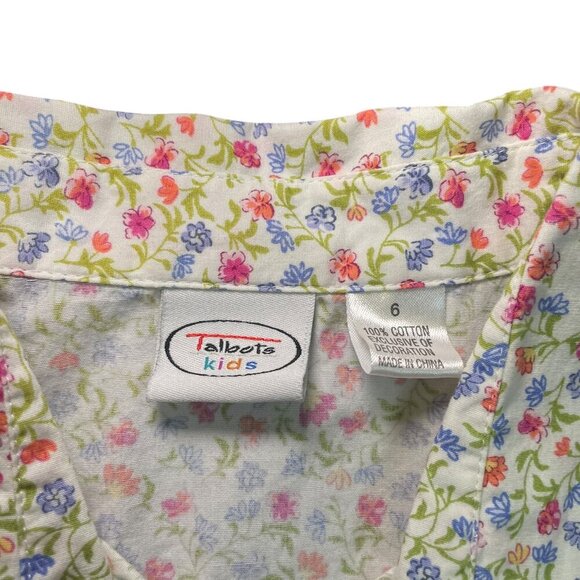 Talbots Kids Vintage Floral Button Down Shirt - Size 6 - Picture 2 of 6